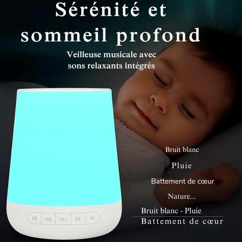 Veilleuse & Bruit Blanc pour Bébé – Sommeil Paisible Toute la Nuit
