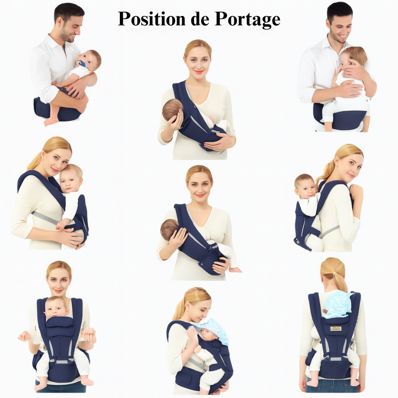 Porte-Bébé Ergonomique 5-en-1 avec Siège de Hanche et Soutien Lombaire – 3 à 36 Mois
