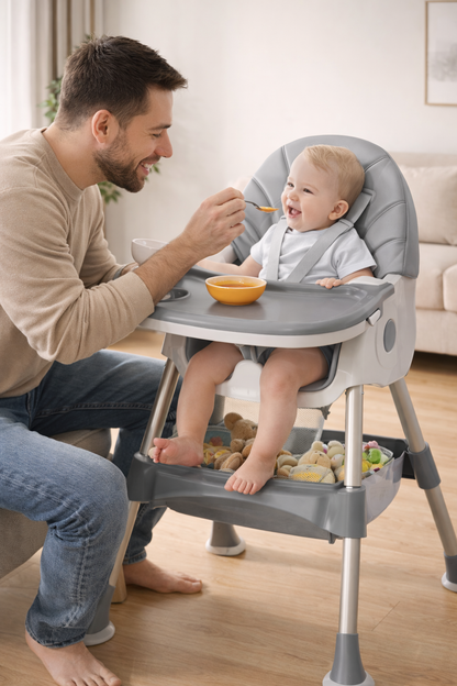 Chaise Haute Bébé Évolutive 3-en-1 – Confort et Sécurité