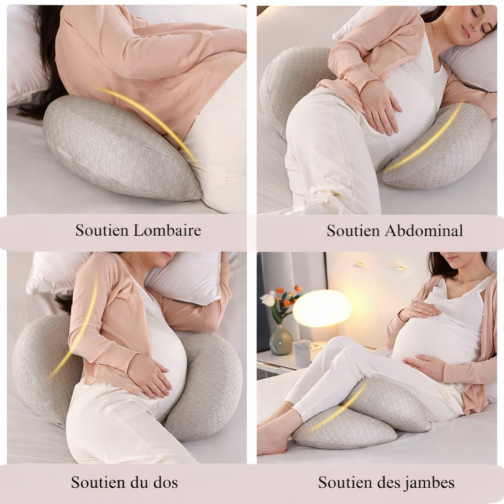 Coussin de grossesse ergonomique – Soutien ventre, dos & hanches