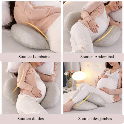 Coussin de grossesse ergonomique – Soutien ventre, dos & hanches