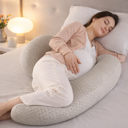Coussin de grossesse ergonomique – Soutien ventre, dos & hanches