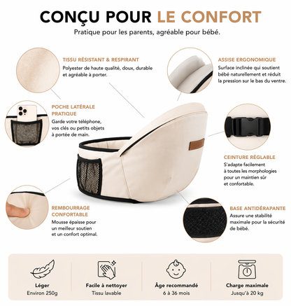 Porte bébé ceinture confortable et réglable | facile et sécurisé