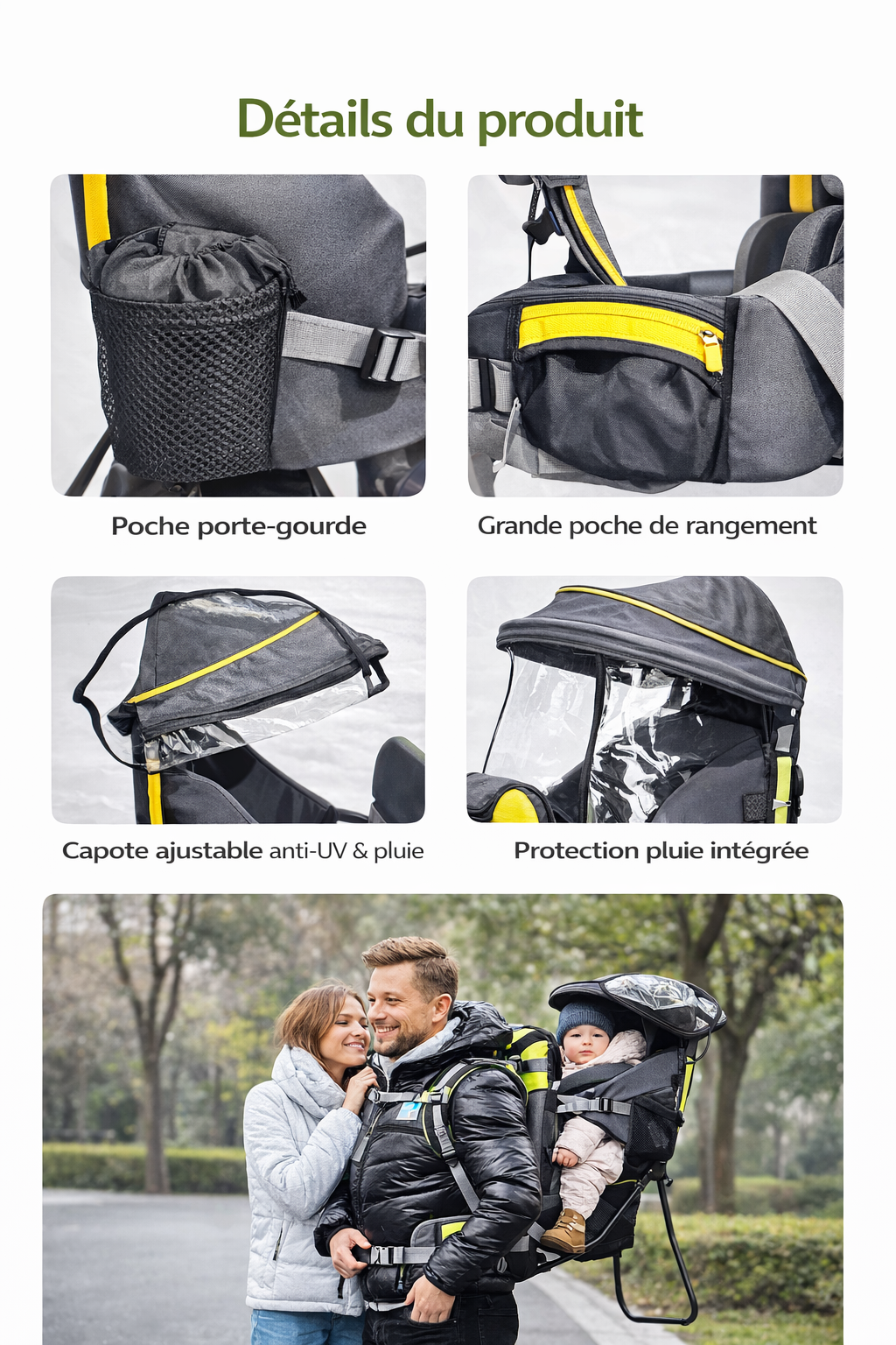 Porte Bébé Randonnée Ergonomique | Sac de Portage Confort et Maintien