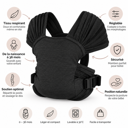 Écharpe de Portage Bébé Réglable | Légère et Respirante