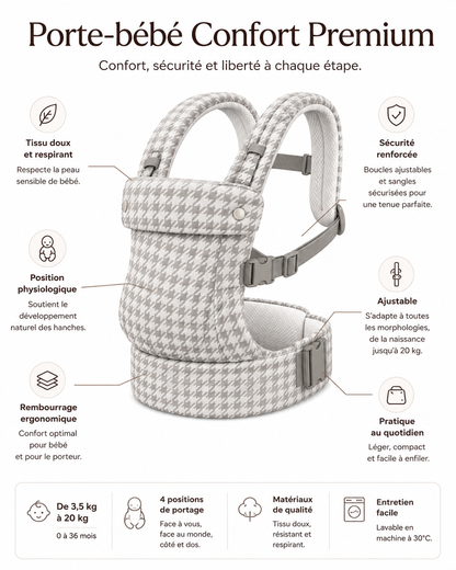 Porte Bébé Ergonomique Ultra Confort | Respirant, Réglable et Sécurisé