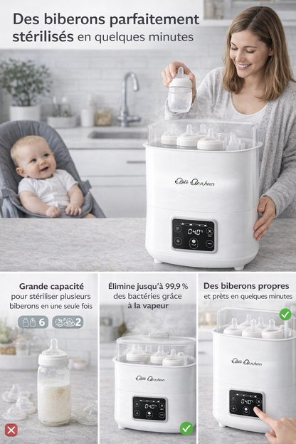 Lave biberon et stérilisateur vapeur 2 en 1 – Hygiène parfaite pour bébé