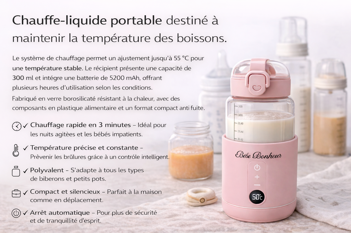 Chauffe Biberon Portable Rechargeable – Température Parfaite Partout