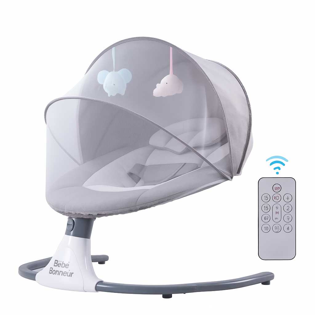 Berceau Bébé Électrique avec Bluetooth et Musique – 4 Vitesses, Léger et Confortable dès la Naissance