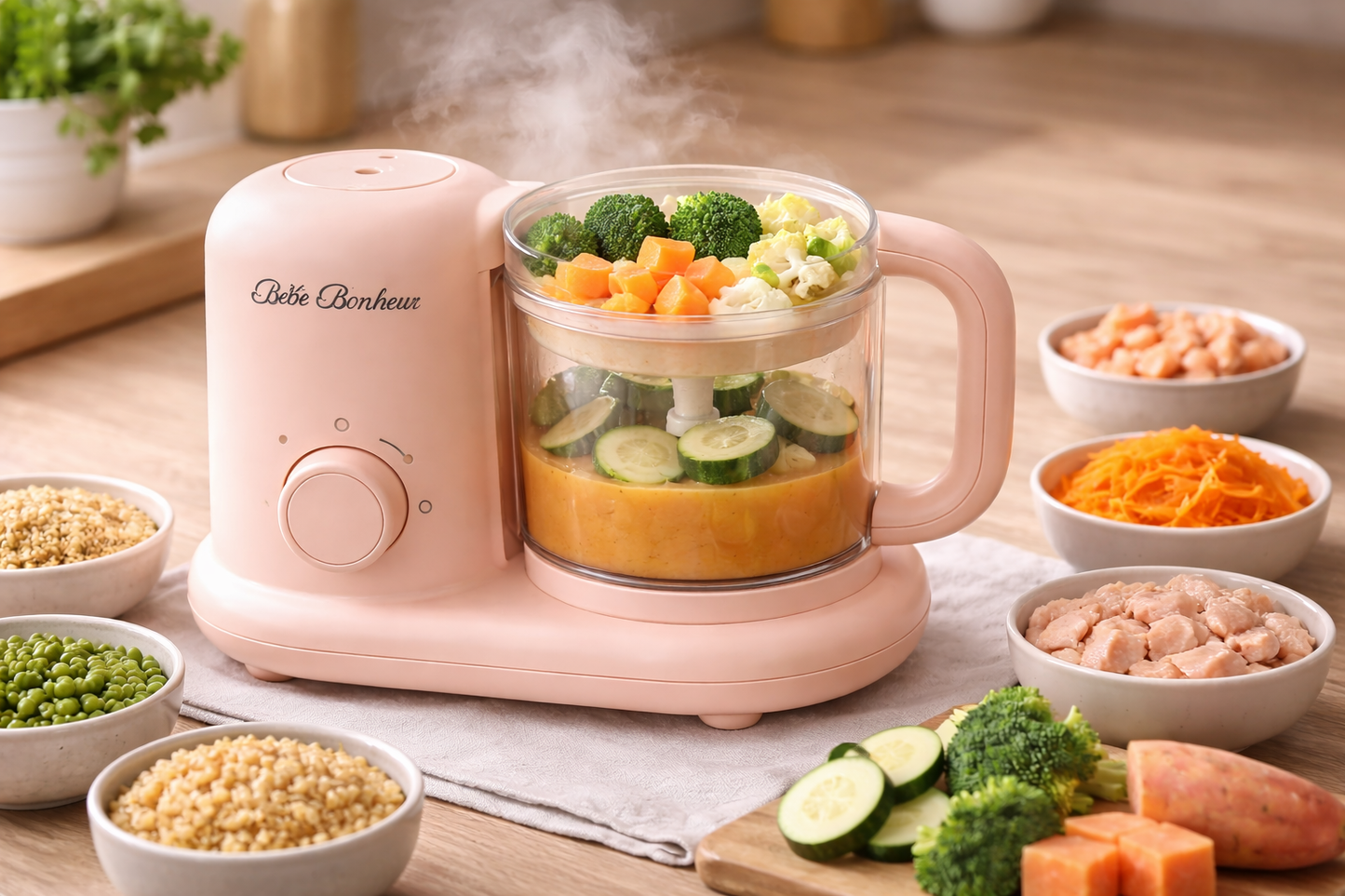 Robot cuiseur bébé vapeur et mixeur – Préparation repas bébé facile