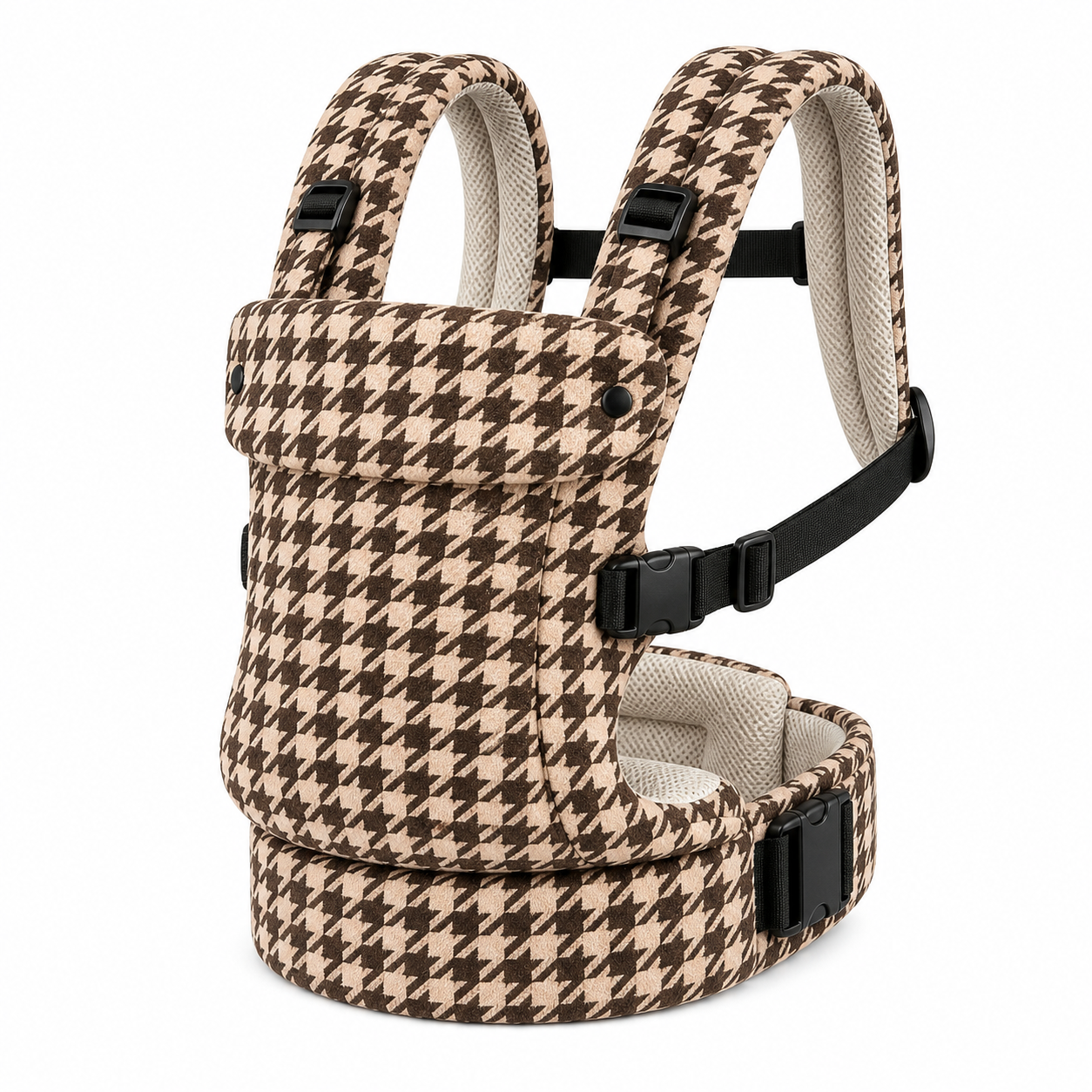 Porte-Bebe-Ergonomique-Ultra-Confort-Respirant-Reglable-Securise-Petit-Damier-Marron